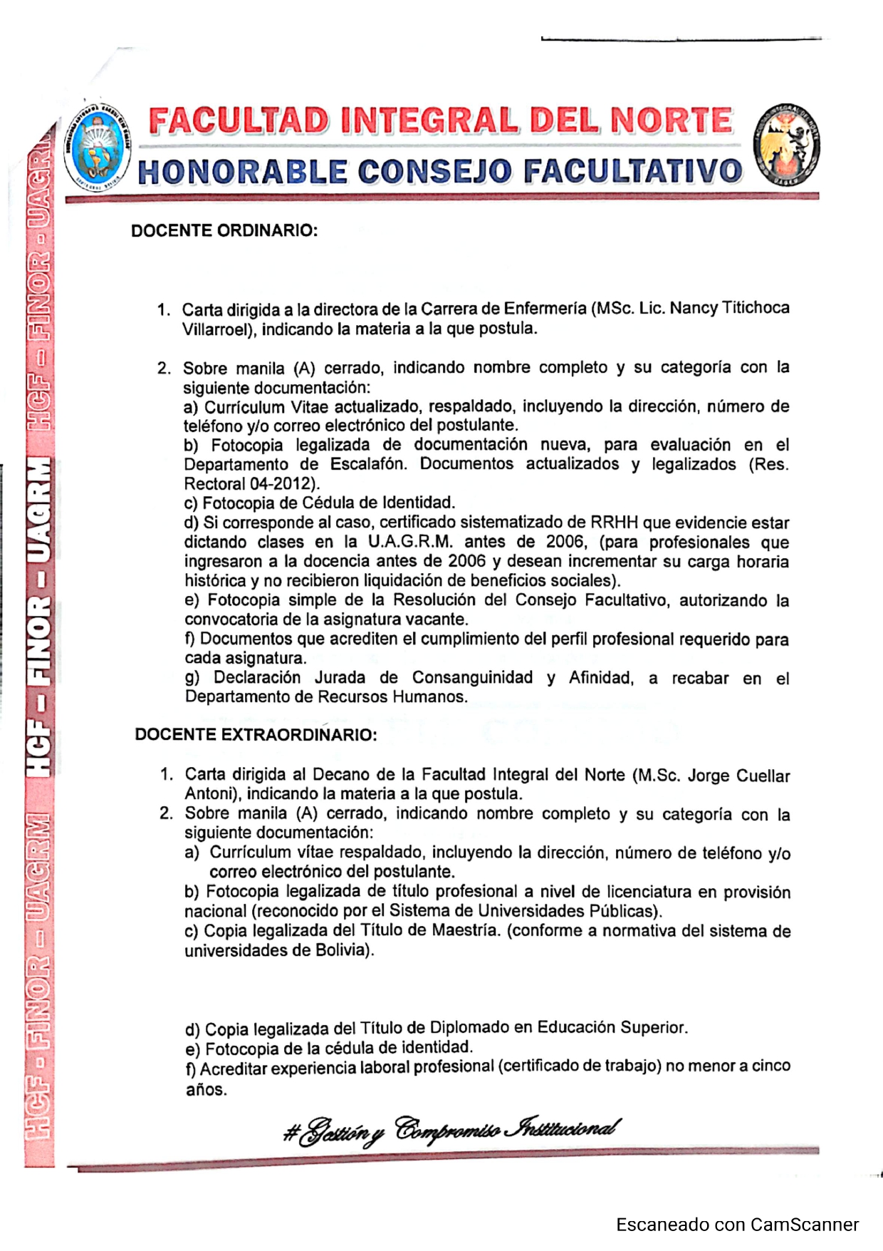 FINOR convoca a Concurso de Méritos y Examen de Competencia para la carrera de Enfermería (Gestión 1/2027)