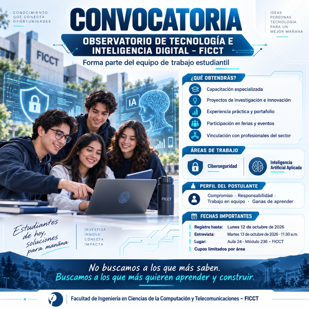 📢 Convocatoria abierta | Observatorio de Tecnología e Inteligencia Digital – FICCT
