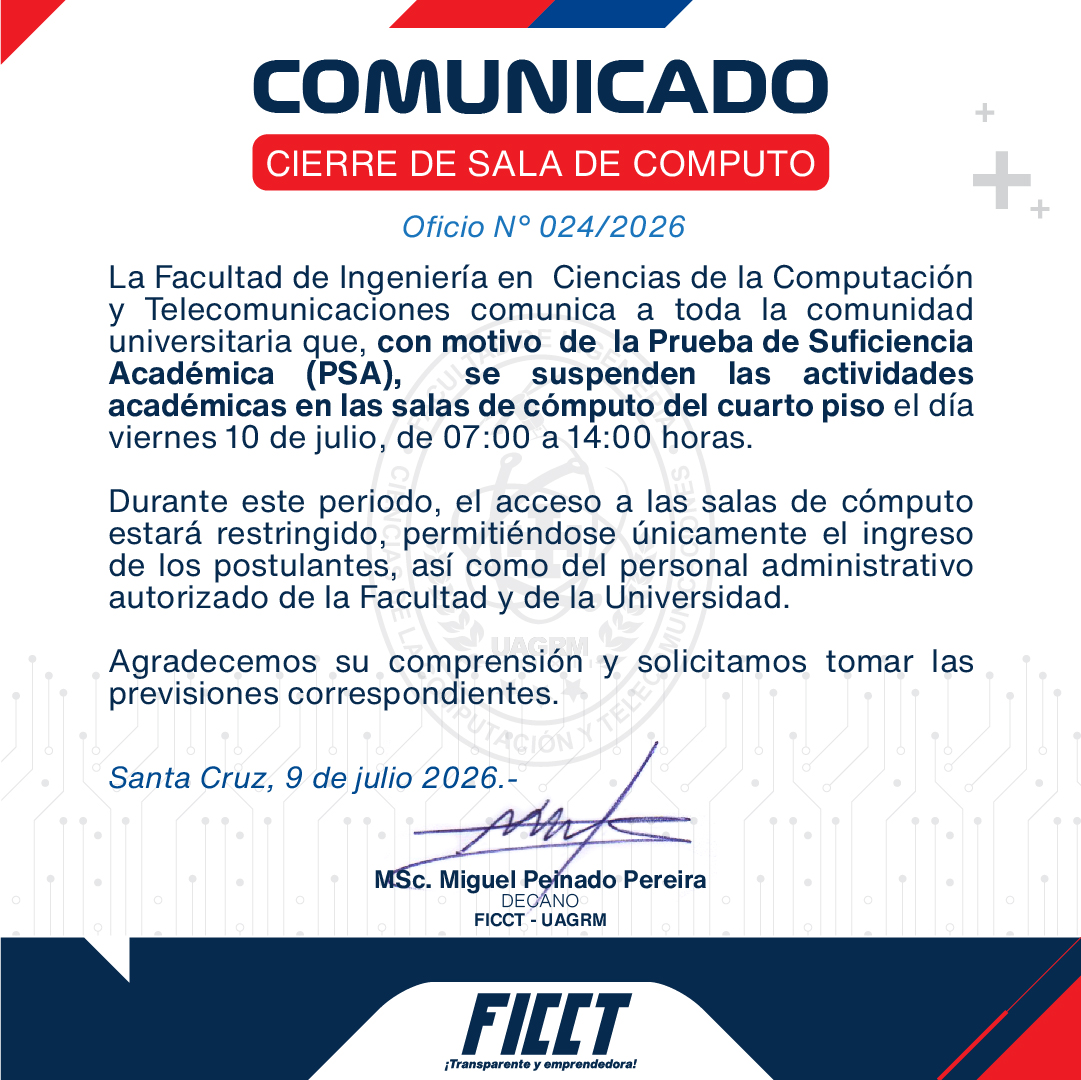 📢 𝐂𝐎𝐌𝐔𝐍𝐈𝐂𝐀𝐃𝐎 𝐅𝐈𝐂𝐂𝐓 – 𝐂𝐢𝐞𝐫𝐫𝐞 𝐝𝐞 𝐒𝐚𝐥𝐚𝐬 𝐝𝐞 𝐂𝐨́𝐦𝐩𝐮𝐭𝐨