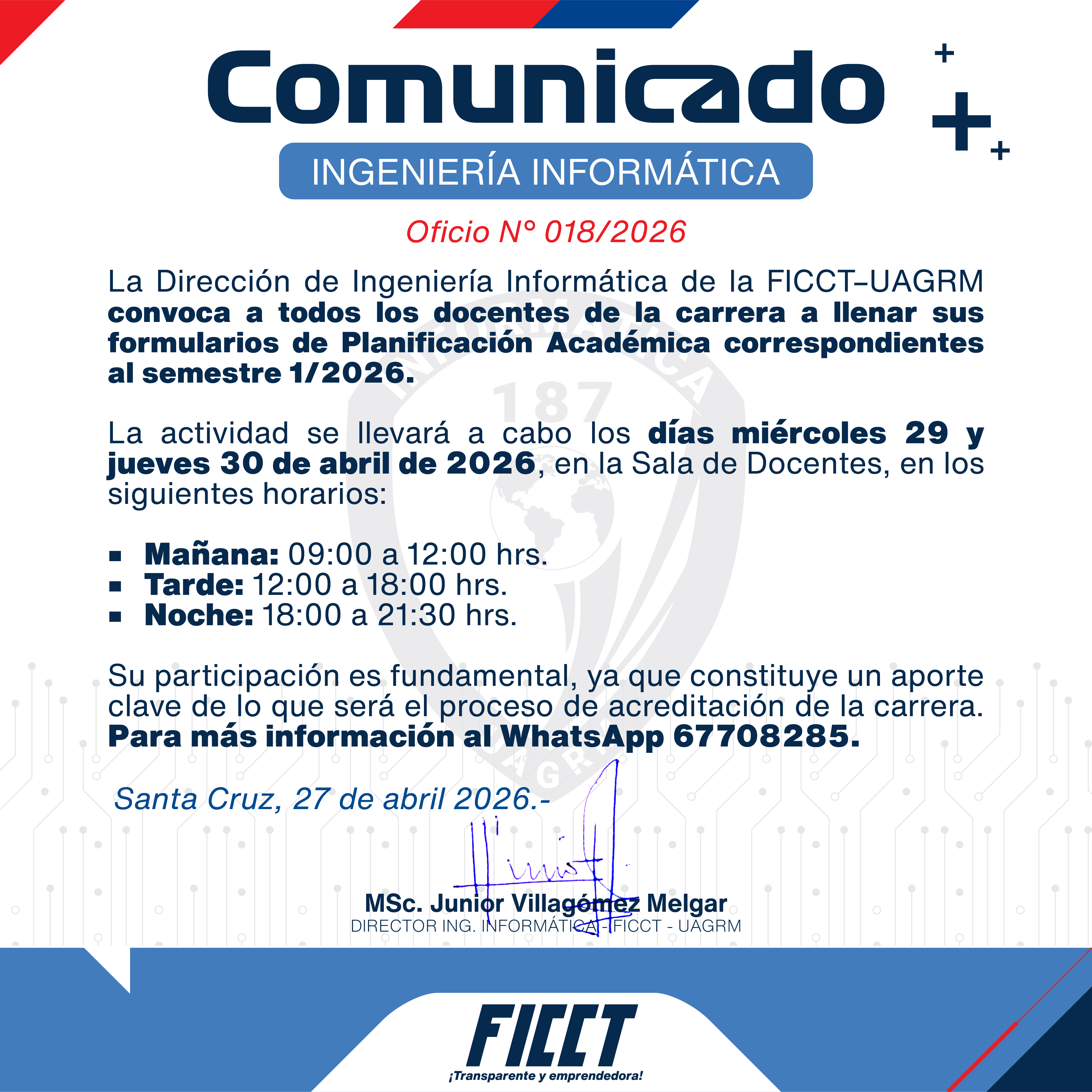 📢 Comunicado importante a docentes de Informática