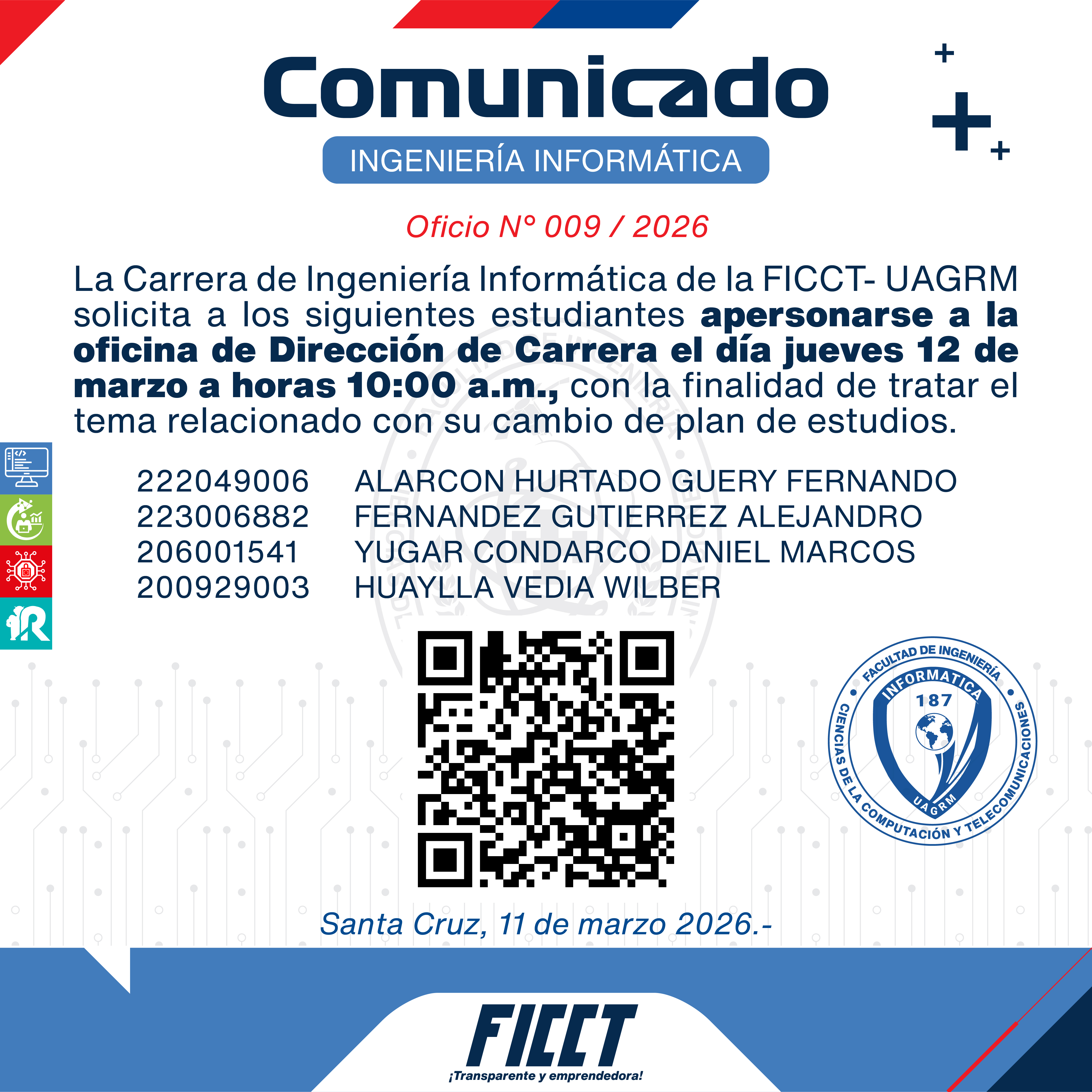 COMUNICADO IMPORTANTE  N°#009