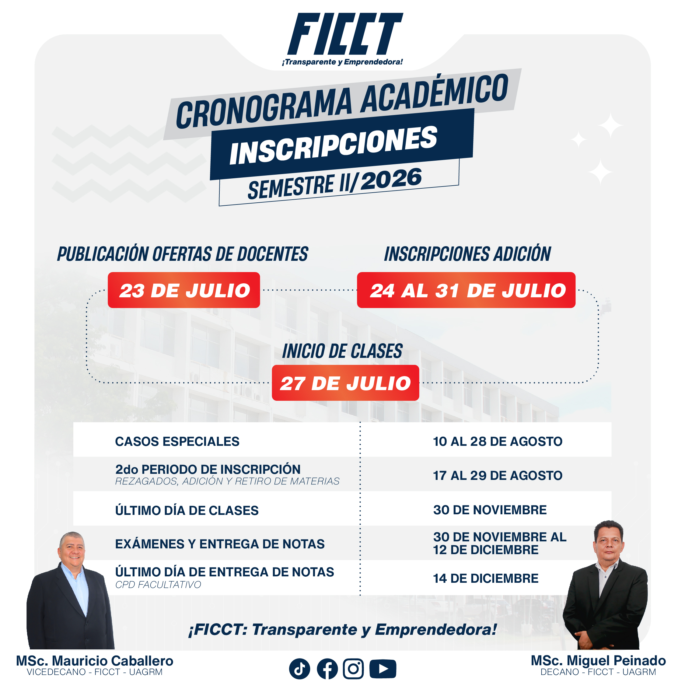 Ya está disponible el Cronograma Académico de Inscripciones – Semestre III/2026.