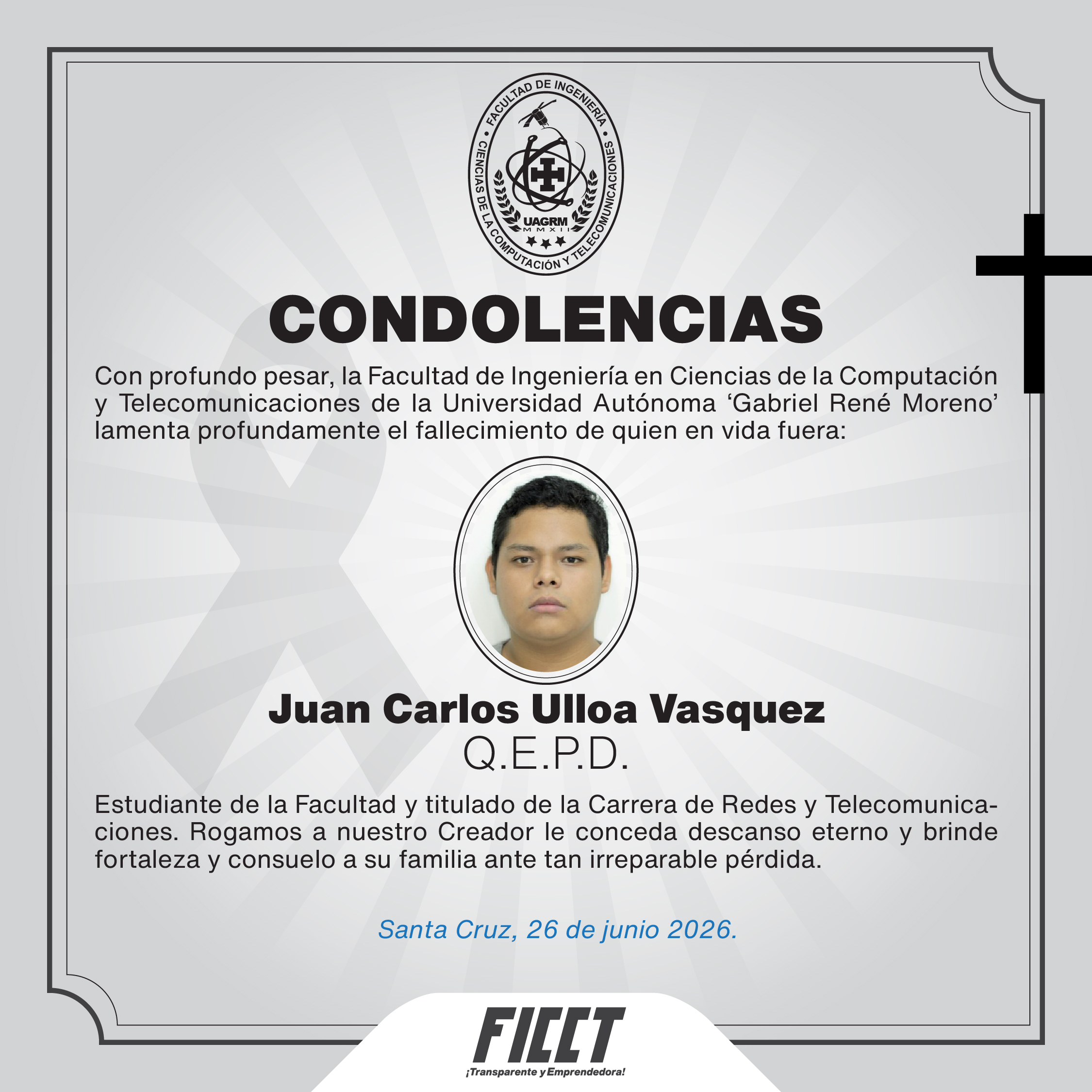 🕊️ La FICCT expresa sus más sentidas condolencias 🕊️
