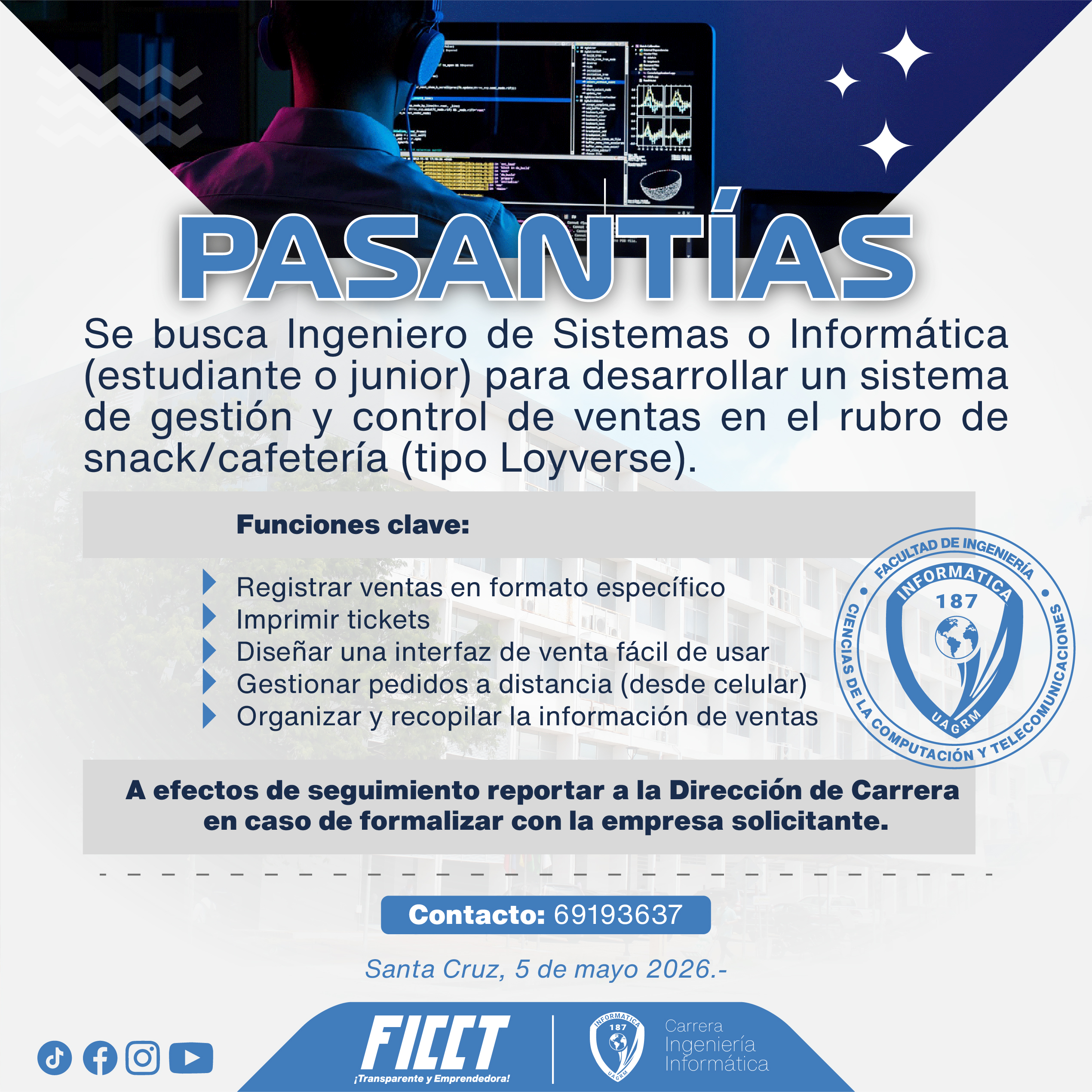 📢 Se busca Ingeniero de Sistemas o Informática (estudiante o junior)