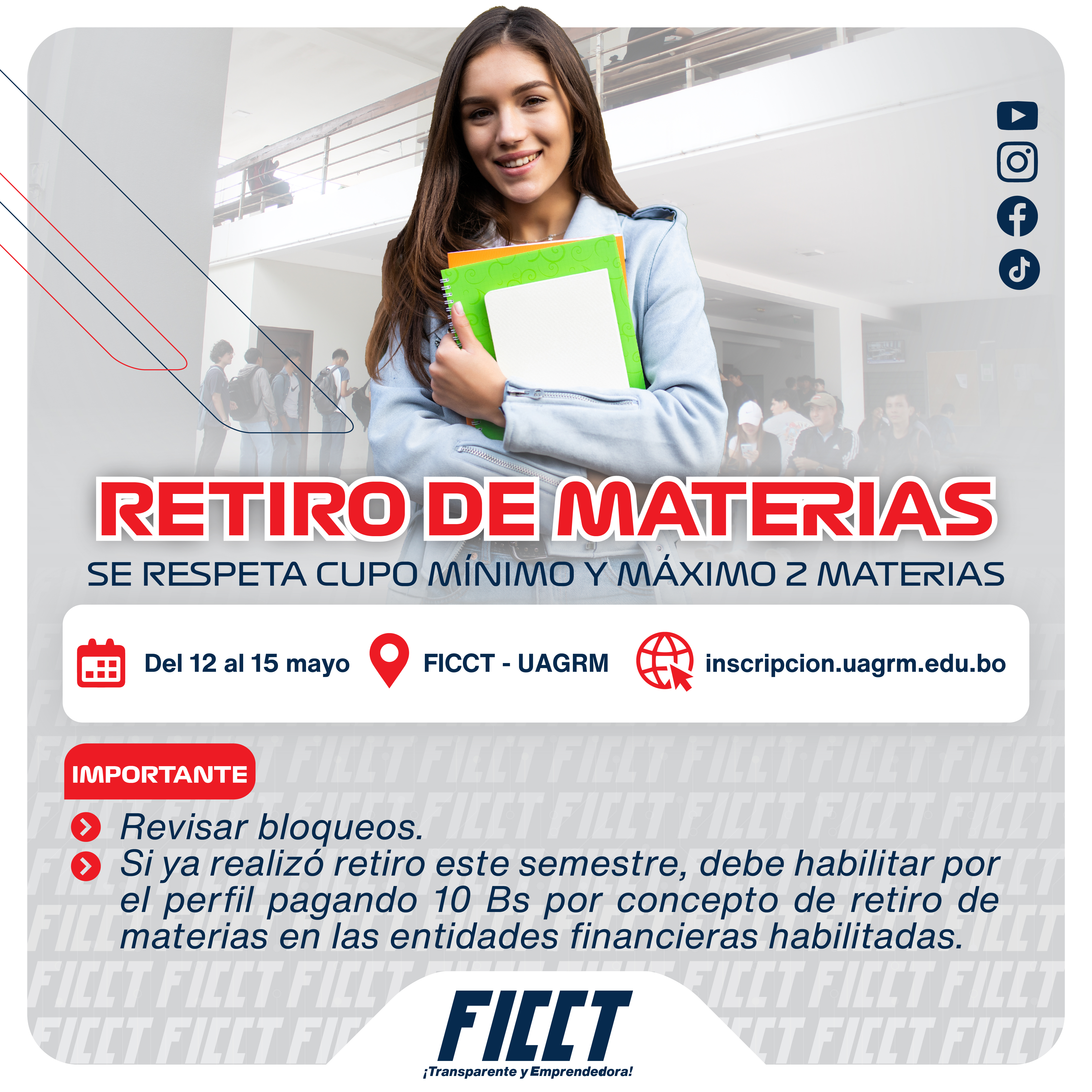 📢 RETIRO DE MATERIAS – FICCT UAGRM