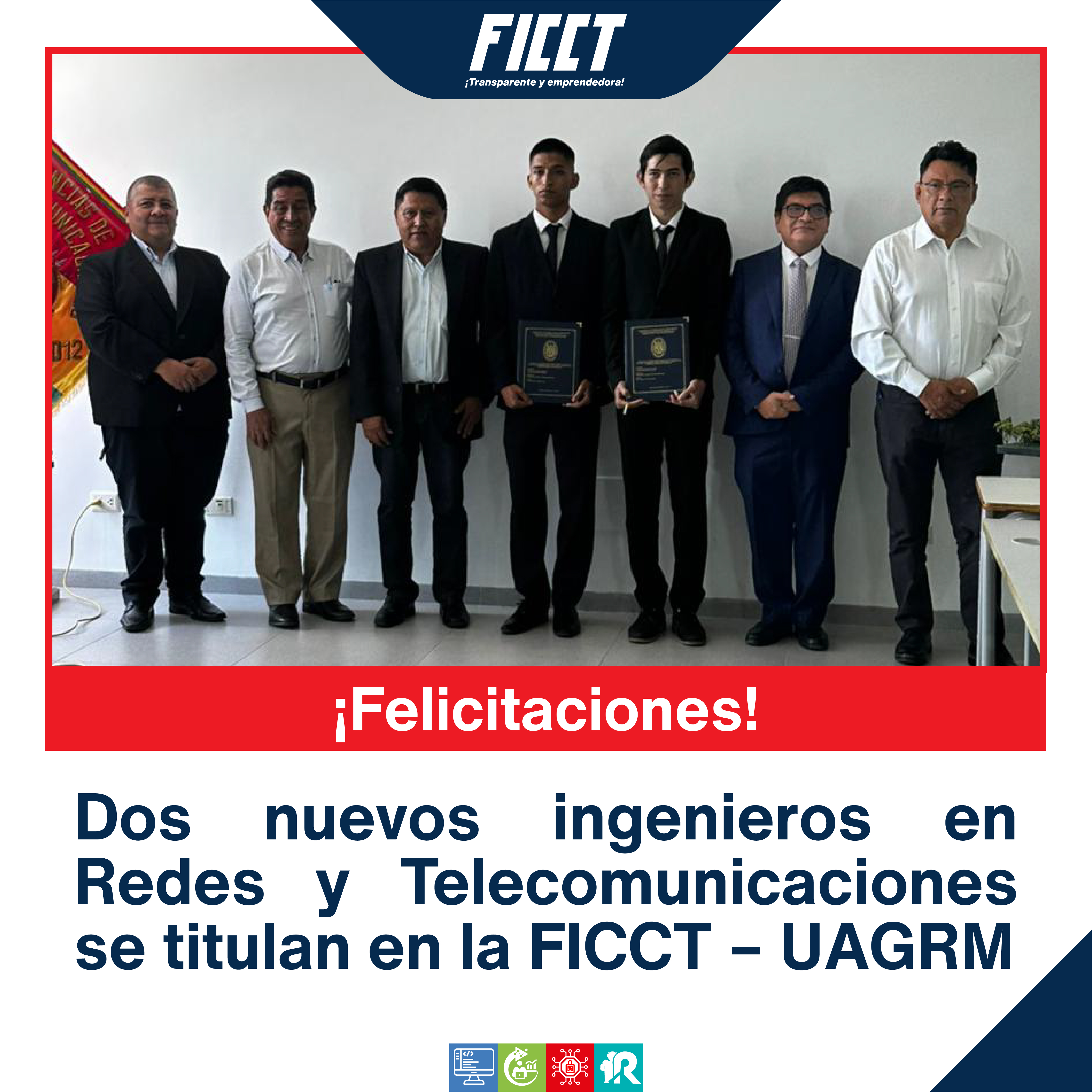 Dos nuevos ingenieros en Redes y Telecomunicaciones se titulan en la FICCT – UAGRM