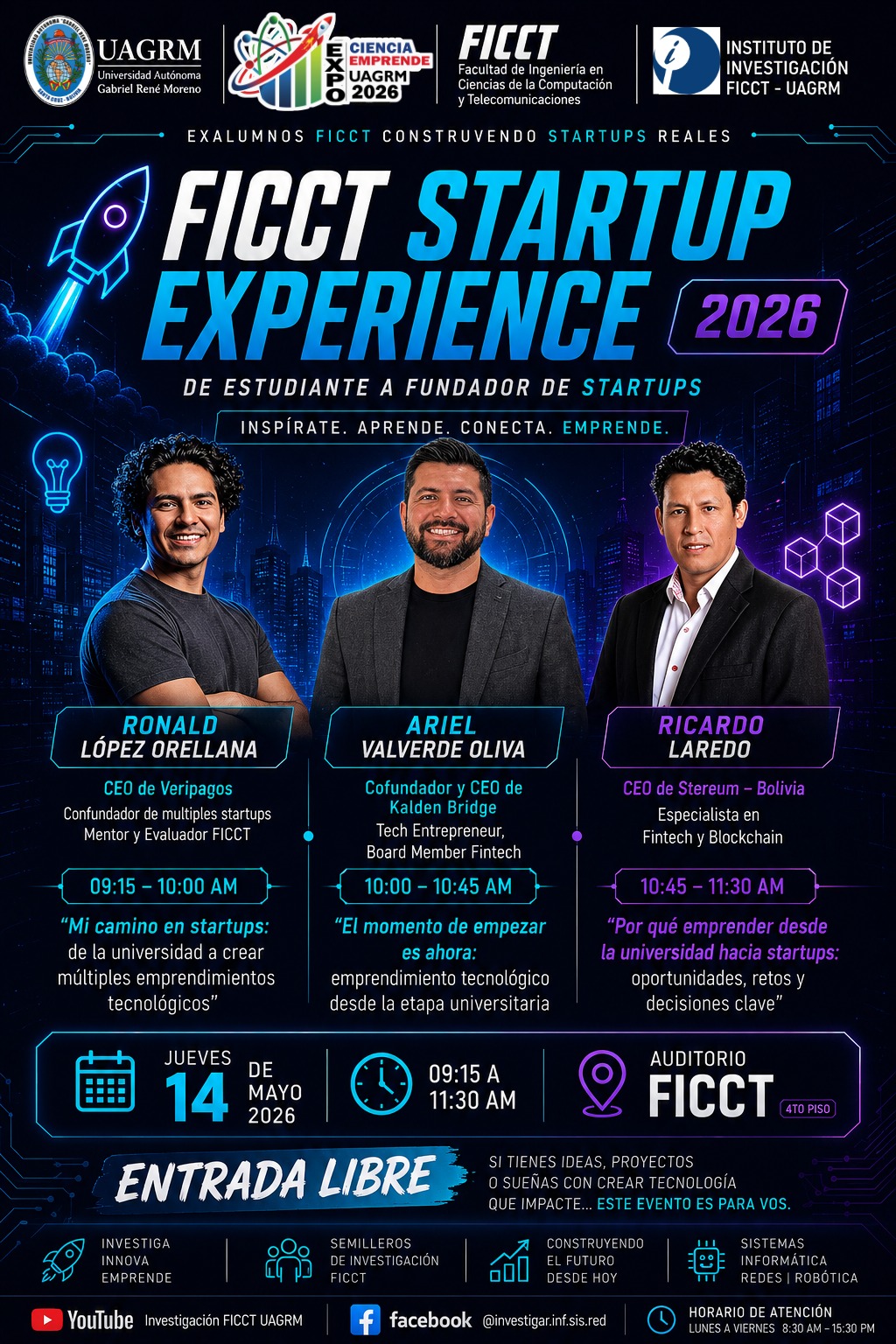 La FICCT – UAGRM te invita a vivir la: 🔥 FICCT STARTUP EXPERIENCE 2026 🔥