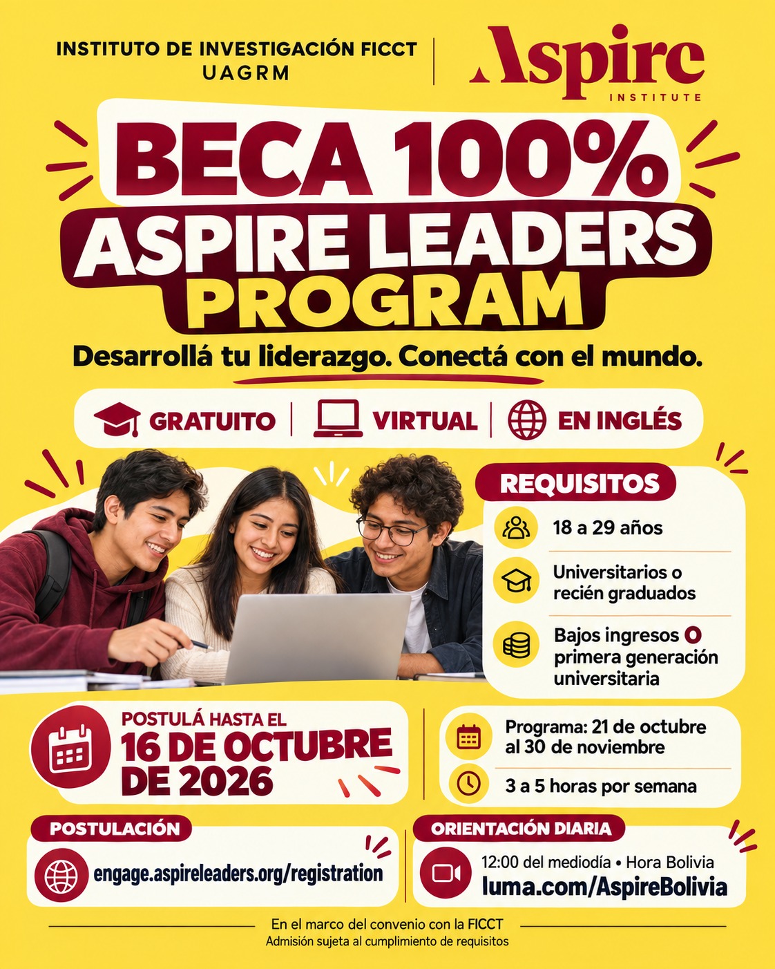 🎓🌎 *¡𝐏𝐨𝐬𝐭𝐮𝐥𝐚́ 𝐚 𝐥𝐚 𝐛𝐞𝐜𝐚 𝐝𝐞𝐥 𝟏𝟎𝟎 % 𝐝𝐞 𝐀𝐬𝐩𝐢𝐫𝐞 𝐋𝐞𝐚𝐝𝐞𝐫𝐬 𝐏𝐫𝐨𝐠𝐫𝐚𝐦❗*