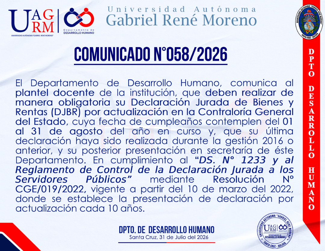DECLARACIÓN JURADA DOCENTES AGOSTO 2026