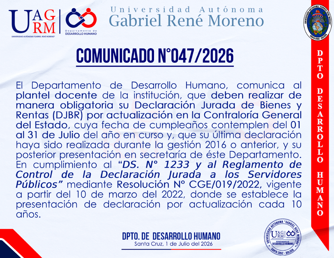 DECLARACIÓN JURADA DOCENTES JULIO 2026