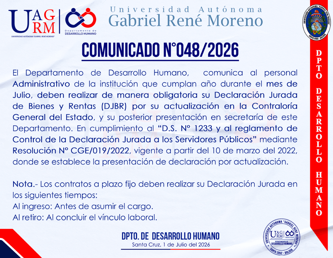 DECLARACIÓN JURADA ADMINISTRATIVOS JULIO 2026