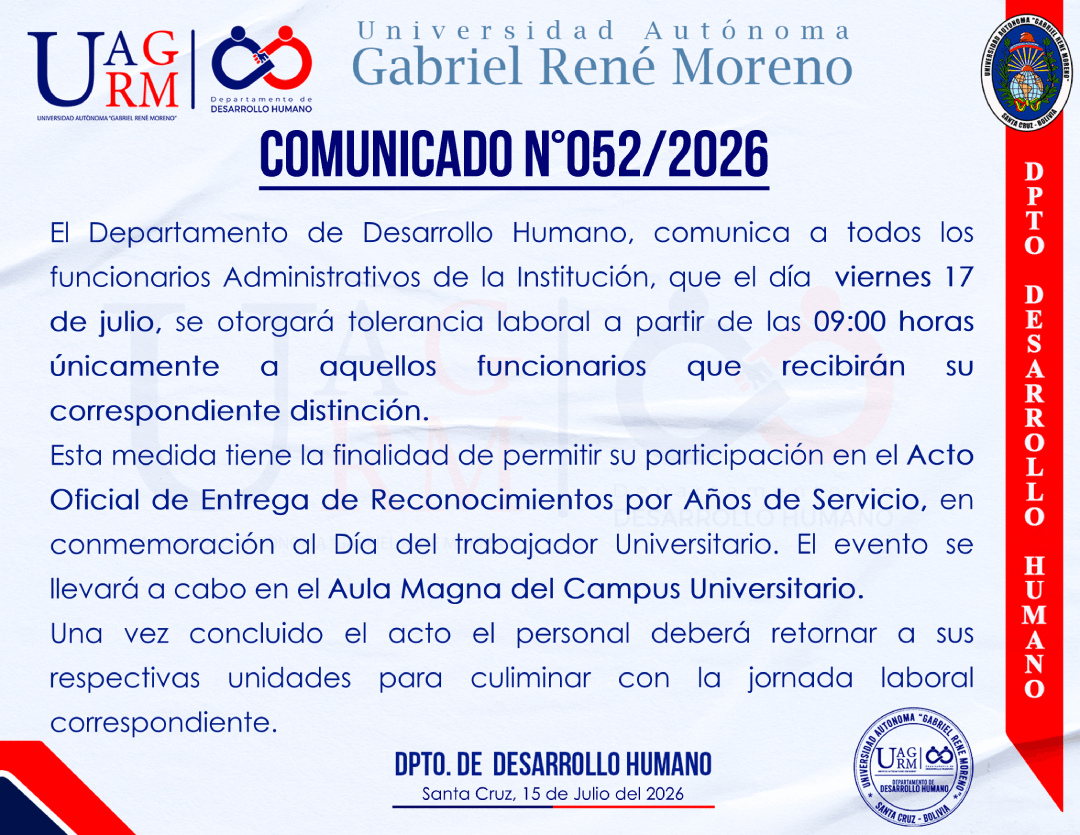TOLERANCIA PARA EL ACTO DE ENTREGA DE RECONOCIMIENTO POR AÑOS DE SERVICIO A TODOS LOS FUNCIONARIOS QUE RECIBIRÁN SU DISTINCIÓN