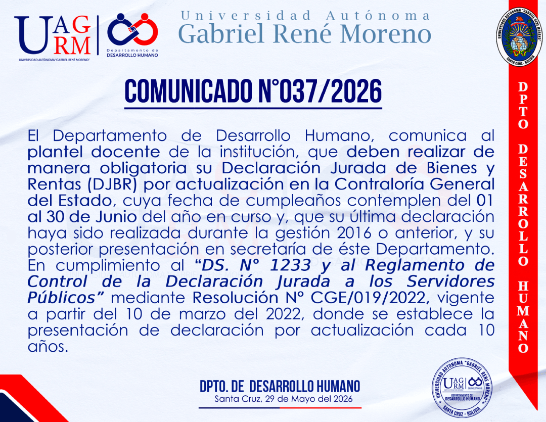 PRESENTACIÓN DECLARACIÓN JURADA DOCENTES JUNIO 2026