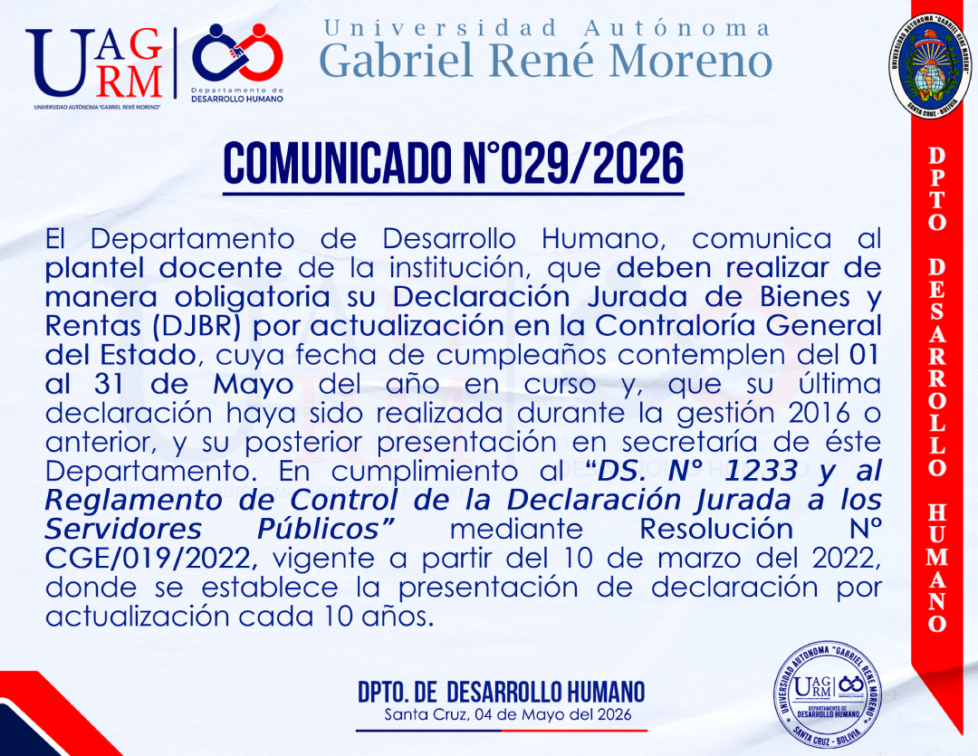 PRESENTACIÓN DECLARACIÓN JURADA DOCENTES MAYO 2026
