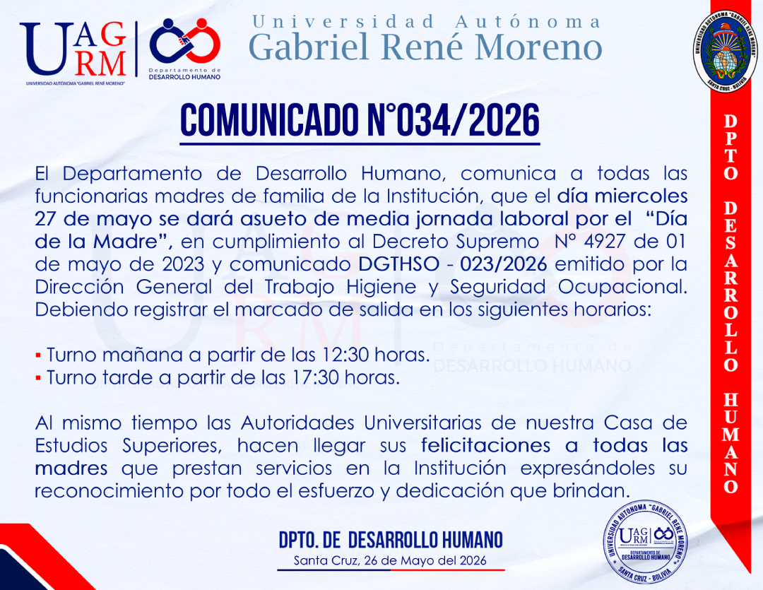 ASUETO MEDIA JORNADA LABORAL POR EL DÍA DE LA MADRE