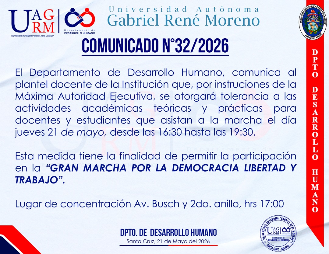 La Universidad brinda tolerancia laboral para la participación en la Gran Marcha por la Democracia, Libertad y Trabajo