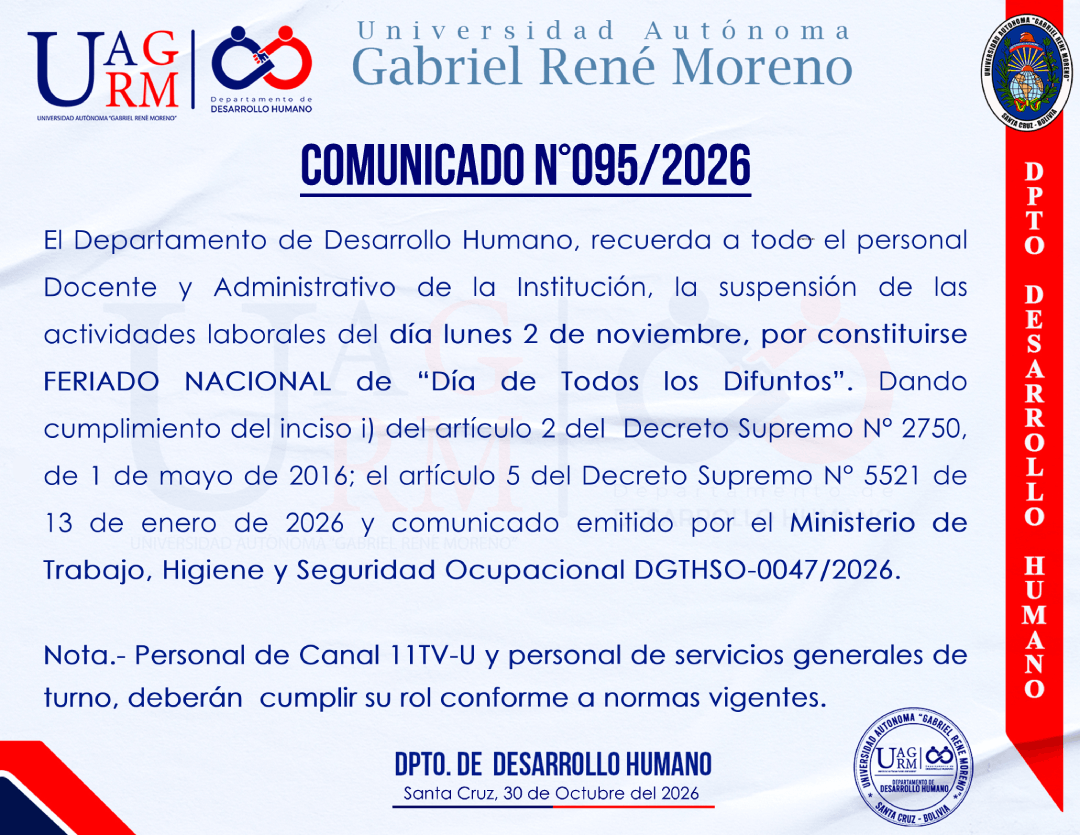 SUSPENSIÓN DE ACTIVIDADES LABORALES EL LUNES 2 DE NOVIEMBRE
