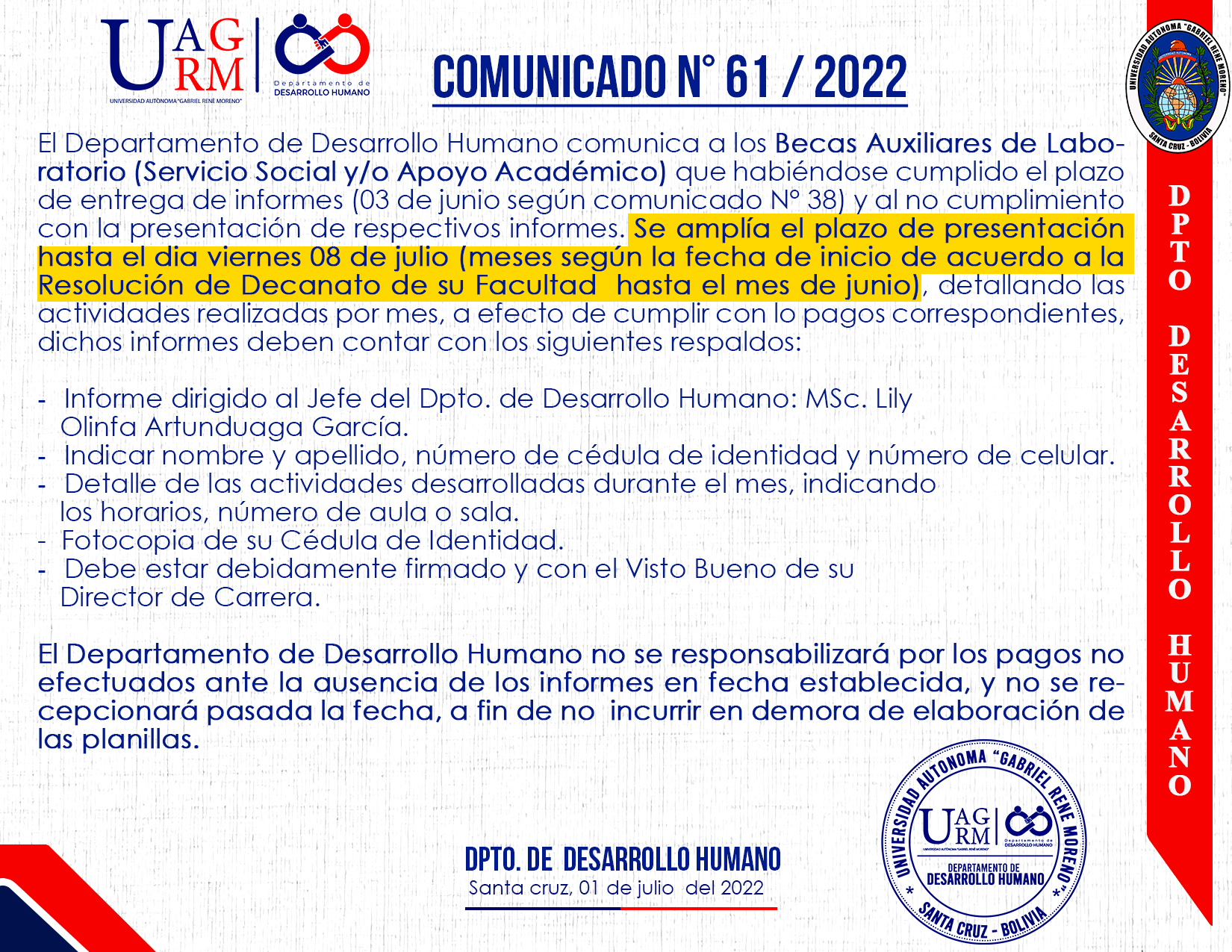 BECAS AUXILIARES DE LABORATORIO (SERVICIO SOCIAL Y/O APOYO ACADÉMICO)