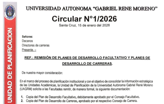 REMISIÓN DE PLANES DE DESARROLLO FACULTATIVO Y PLANES DE DESARROLLO DE CARRERAS