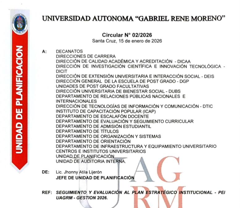 SEGUIMIENTO Y EVALUACIÓN AL PLAN ESTRATÉGICO INSTITUCIONAL PEI UAGRM GESTIÓN 2025