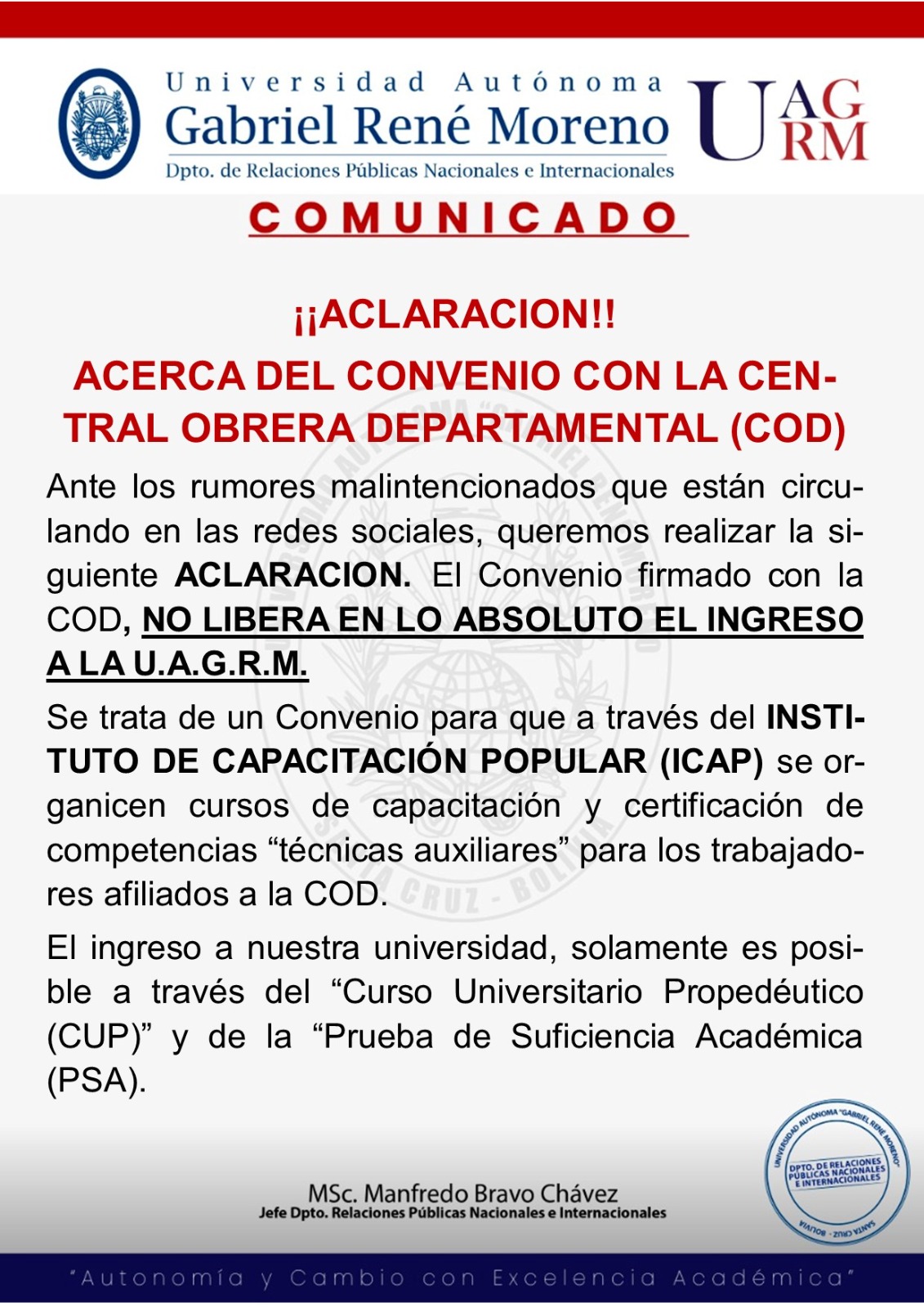 #ComunicadoUagrm|