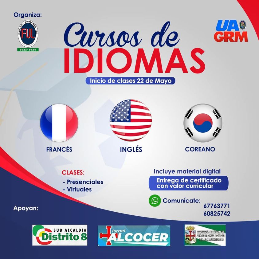 CURSOS DE IDIOMAS ORGANIZA FEDERACIÓN UNIVERSITARIA LOCAL (F.U.L)