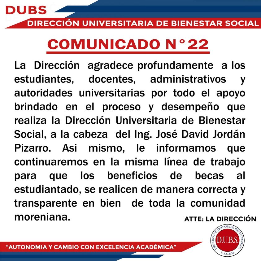 COMUNICADO D.U.B.S.
