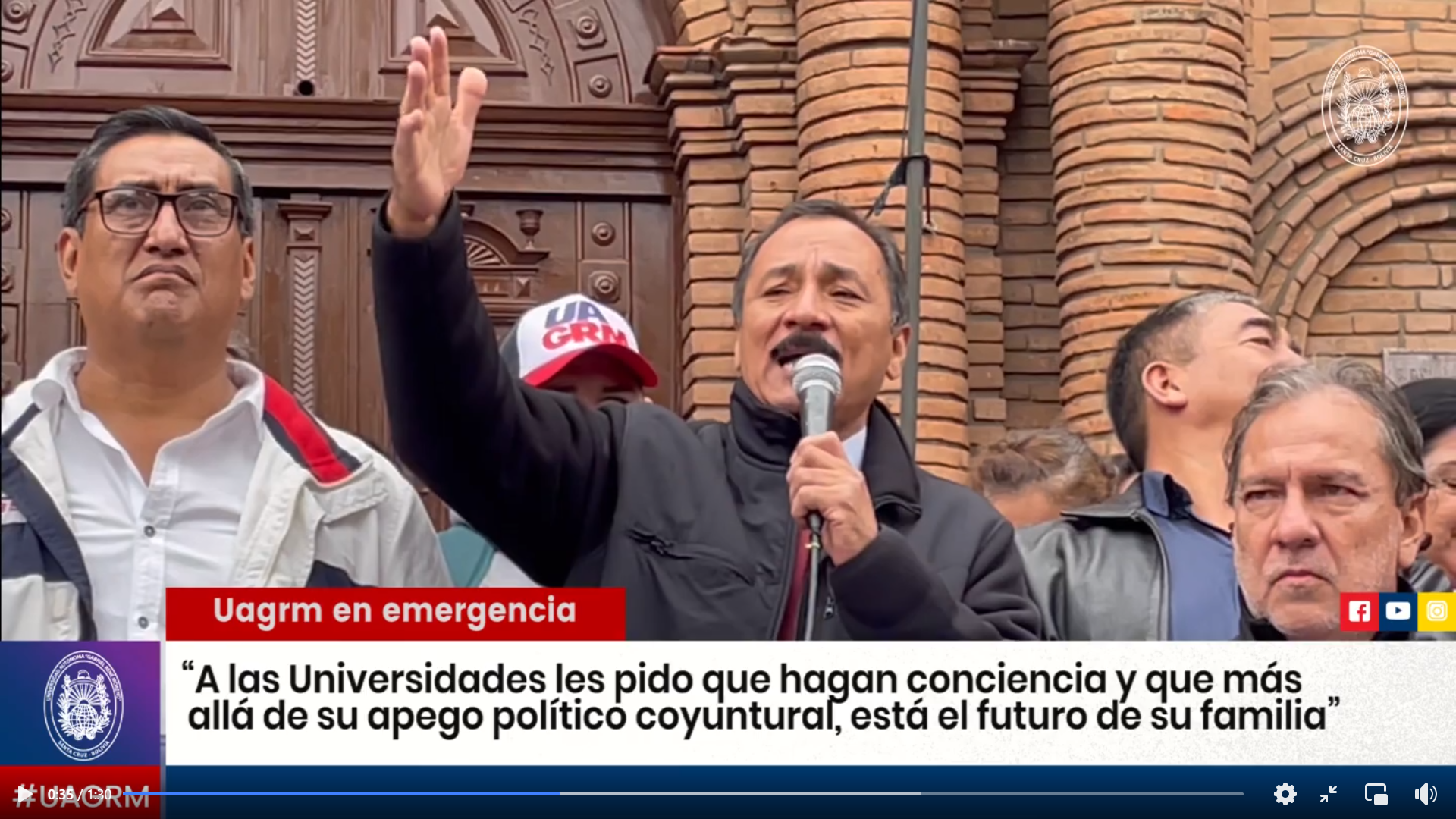 El rector de la Universidad Autónoma Gabriel René Moreno, MSc. Vicente Cuéllar, pide a las Universidades del Sistema Boliviano tomar conciencia para defender la democracia….