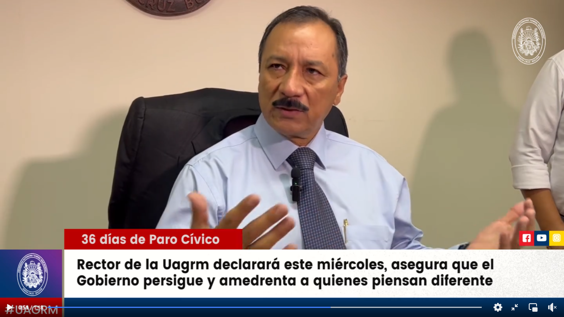 EL RECTOR DE LA UAGRM MSC. VICENTE CUELLAR ES PERSEGUIDO POR PENSAR DIFERENTE