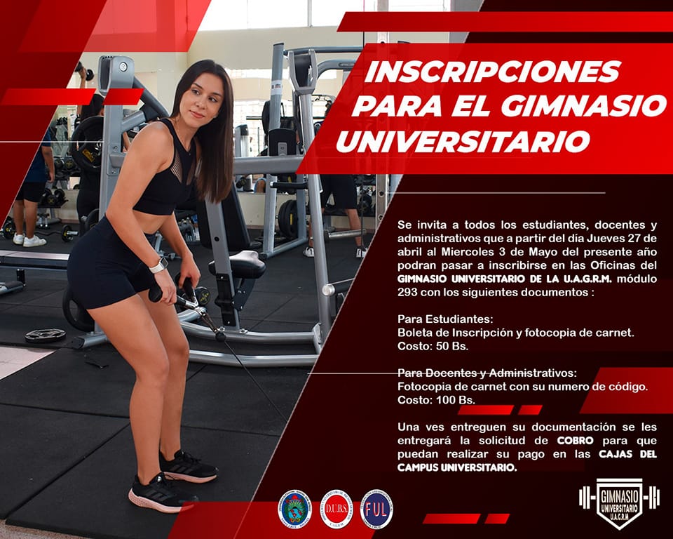 INSCRIPCIONES DEL GIMNASIO UNIVERSITARIO D.U.B.S. MES DE MAYO