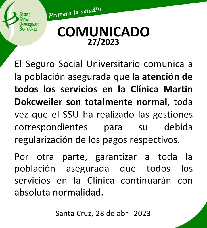 ATENCIÓN NORMAL DE TODOS LOS SERVICIOS EN LA CLÍNICA MARTIN DOKCWEILER