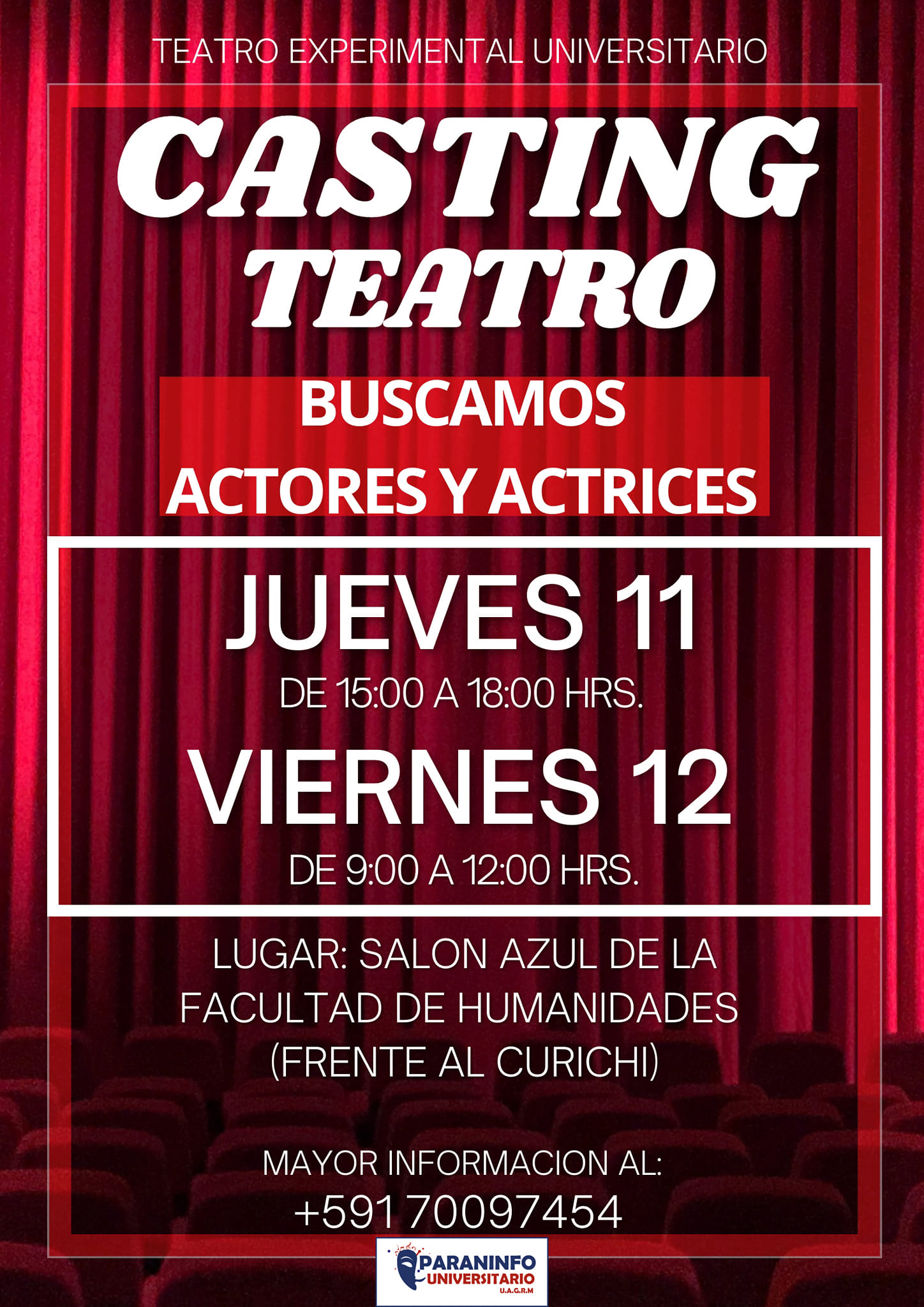 GRAN CASTING ELENCO TEATRAL OFICIAL DE LA UAGRM