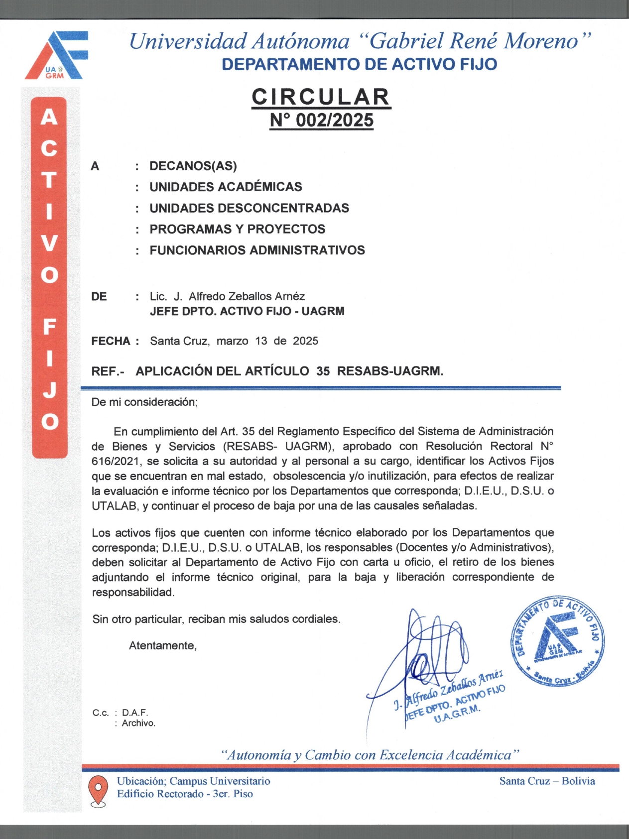 APLICACIÓN ARTICULO 35 RESABS - UAGRM