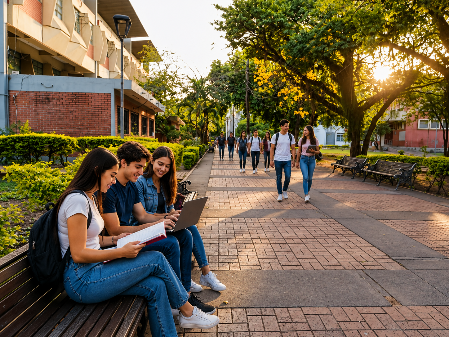 Estudiantes de la UAGRM caminando