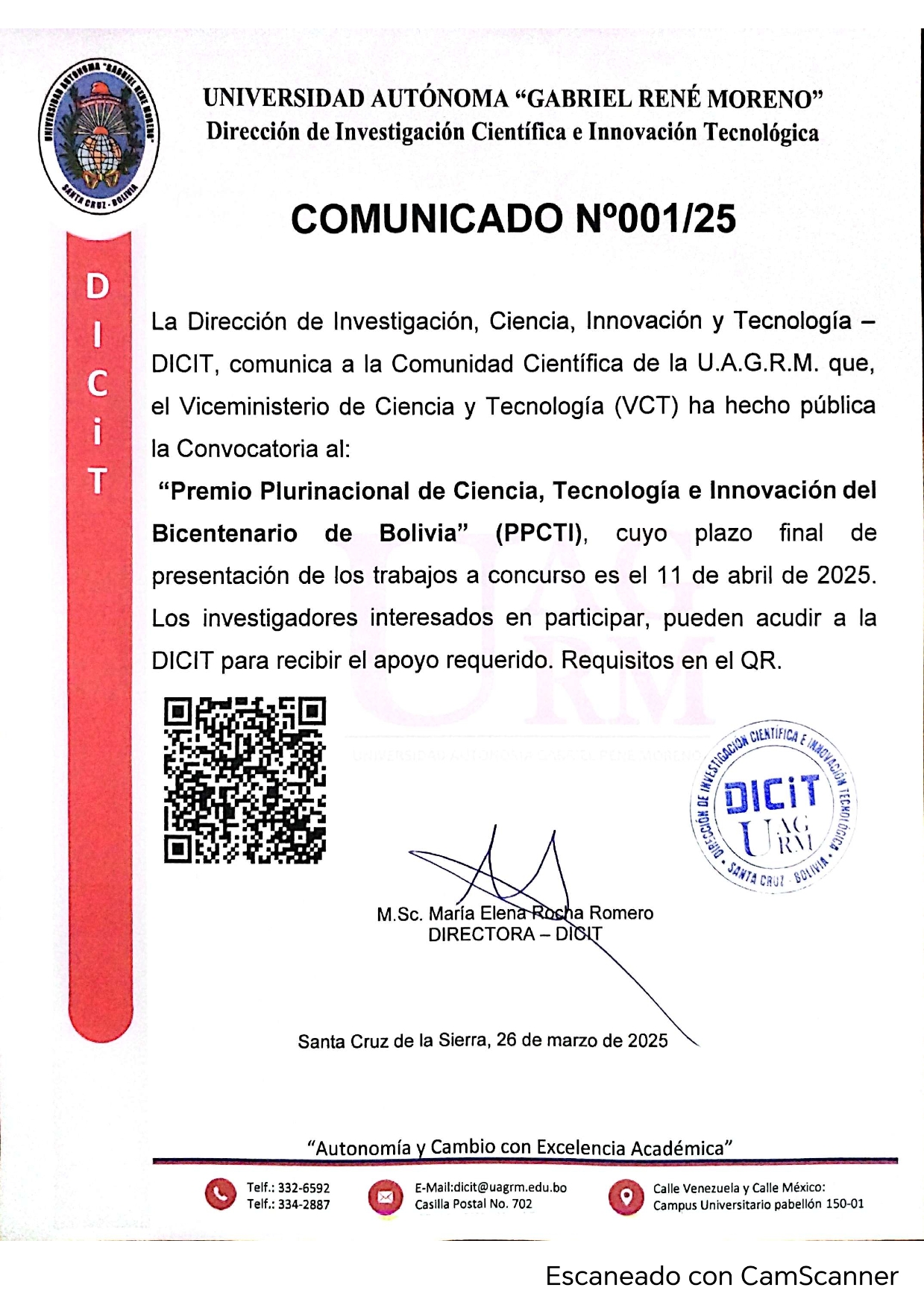 COMUNICADO N° 001/2025