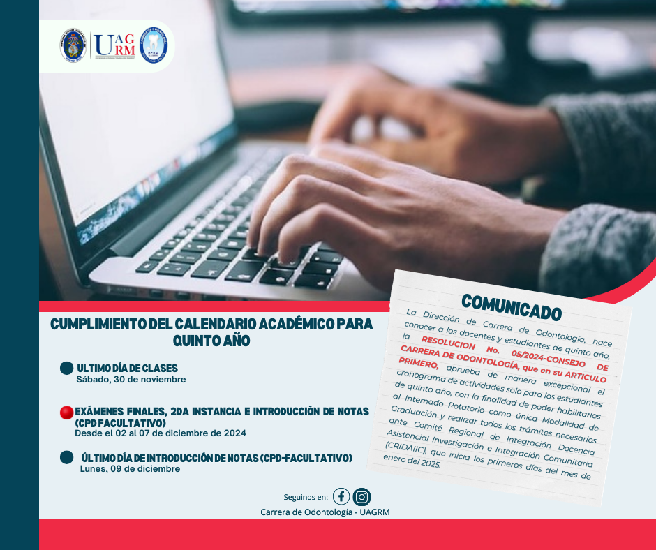 Cumplimiento del calendario académico para quinto año