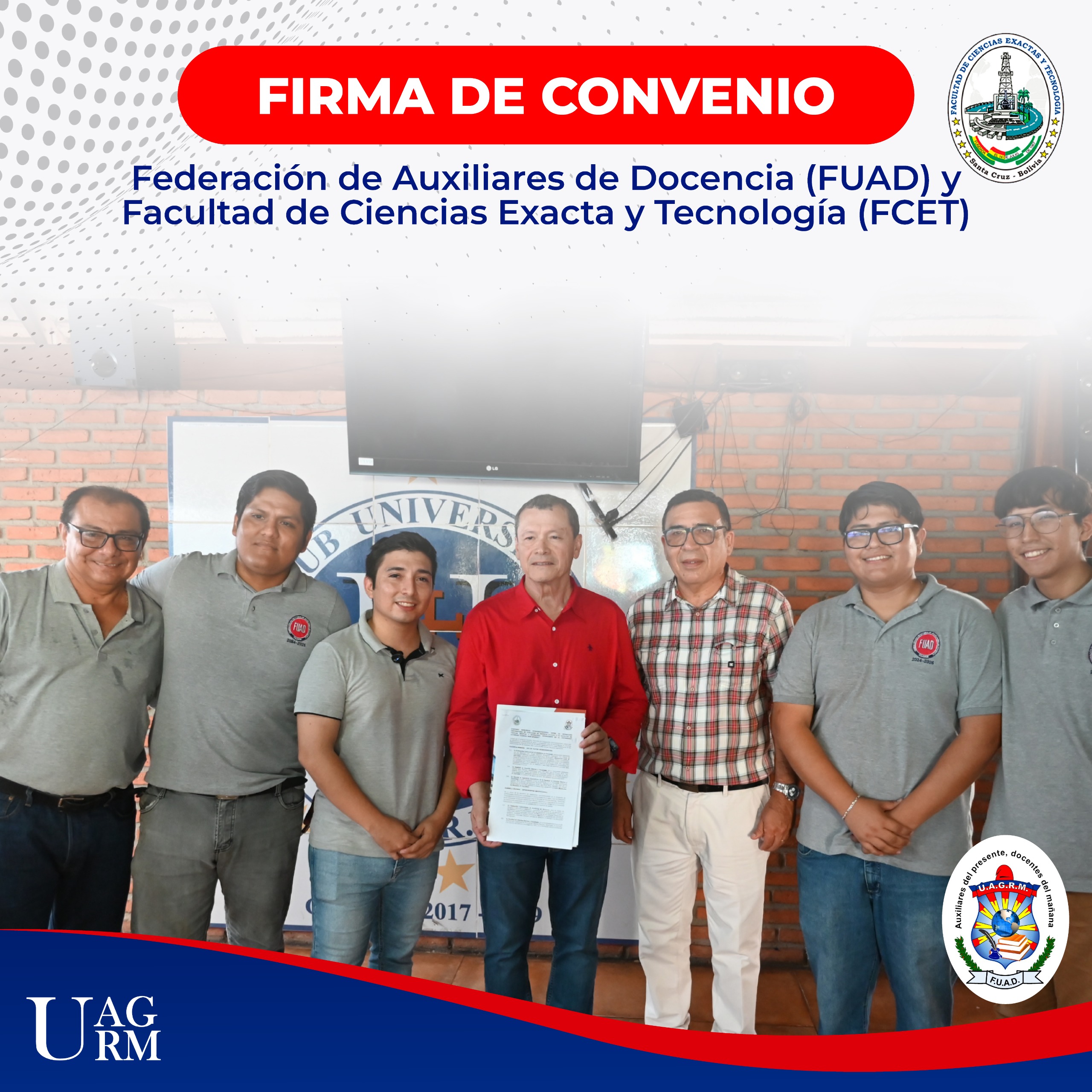 𝗖𝗼𝗻𝘃𝗲𝗻𝗶𝗼 𝗲𝗻𝘁𝗿𝗲 𝗹𝗮 𝗙𝗮𝗰𝘂𝗹𝘁𝗮𝗱 𝗱𝗲 𝗖𝗶𝗲𝗻𝗰𝗶𝗮𝘀 𝗘𝘅𝗮𝗰𝘁𝗮𝘀 𝘆 𝗧𝗲𝗰𝗻𝗼𝗹𝗼𝗴𝗶́𝗮 𝘆 𝗹𝗮 𝗙𝗲𝗱𝗲𝗿𝗮𝗰𝗶𝗼́𝗻 𝗱𝗲 𝗔𝘂𝘅𝗶𝗹𝗶𝗮𝗿𝗲𝘀 𝗱𝗲 𝗗𝗼𝗰𝗲𝗻𝗰𝗶𝗮 𝗱𝗲 𝗹𝗮 𝗨𝗔𝗚𝗥𝗠