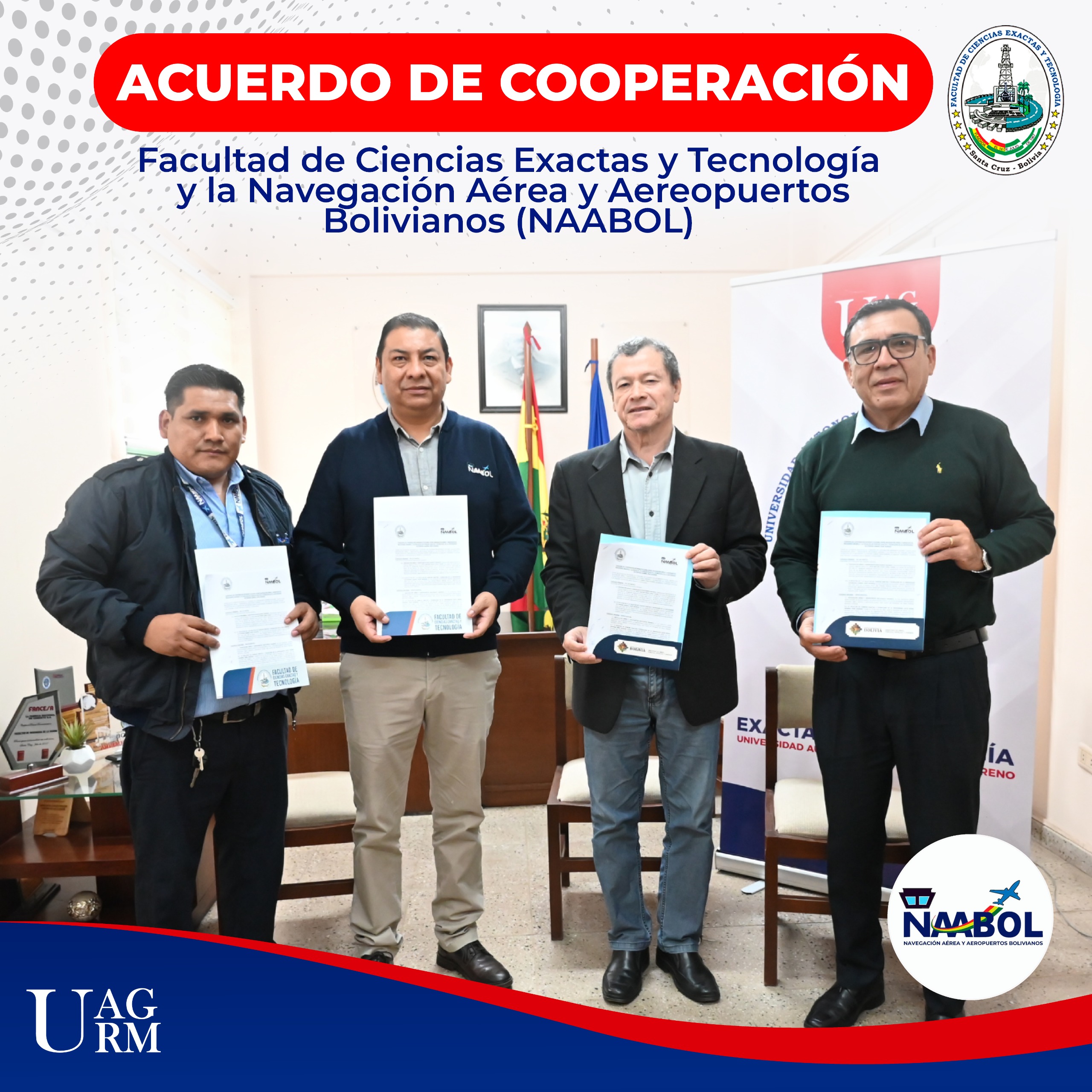 𝗖𝗼𝗻𝘃𝗲𝗻𝗶𝗼 𝗱𝗲 𝗖𝗼𝗼𝗽𝗲𝗿𝗮𝗰𝗶𝗼́𝗻 𝗜𝗻𝘁𝗲𝗿𝗶𝗻𝘀𝘁𝗶𝘁𝘂𝗰𝗶𝗼𝗻𝗮𝗹 𝘀𝘂𝘀𝗰𝗿𝗶𝘁𝗼 𝗲𝗻𝘁𝗿𝗲 𝗡𝗮𝘃𝗲𝗴𝗮𝗰𝗶𝗼́𝗻 𝗔𝗲́𝗿𝗲𝗮 𝘆 𝗔𝗲𝗿𝗼𝗽𝘂𝗲𝗿𝘁𝗼𝘀 𝗕𝗼𝗹𝗶𝘃𝗶𝗮𝗻𝗼𝘀 (𝗡𝗔𝗔𝗕𝗢𝗟) 𝘆 𝗹𝗮 𝗙𝗮𝗰𝘂𝗹𝘁𝗮𝗱 𝗱𝗲 𝗖𝗶𝗲𝗻𝗰𝗶𝗮𝘀 𝗘𝘅𝗮𝗰𝘁𝗮𝘀 𝘆 𝗧𝗲𝗰𝗻𝗼𝗹𝗼𝗴𝗶́𝗮 - 𝗨𝗔𝗚𝗥𝗠
