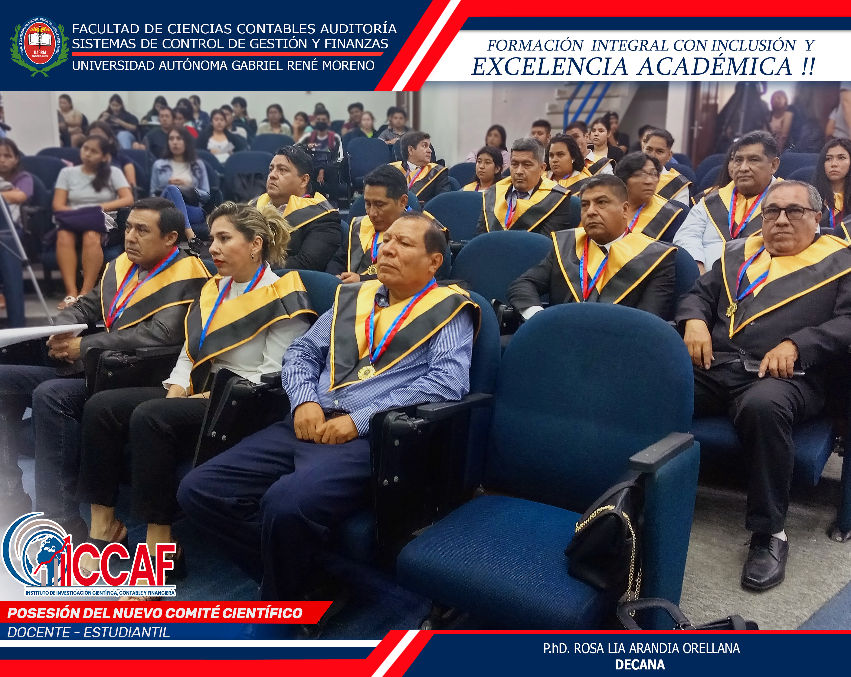 POSESION DEL NUEVO COMITÉ CIENTIFICO DOCENTE ESTUDIANTIL DEL INSTITUTO DE INVESTIGACION CIENTIFICA, CONTABLE Y FINANCIERA DE LA FACULTAD DE CIENCIAS CONTABLES - UAGRM