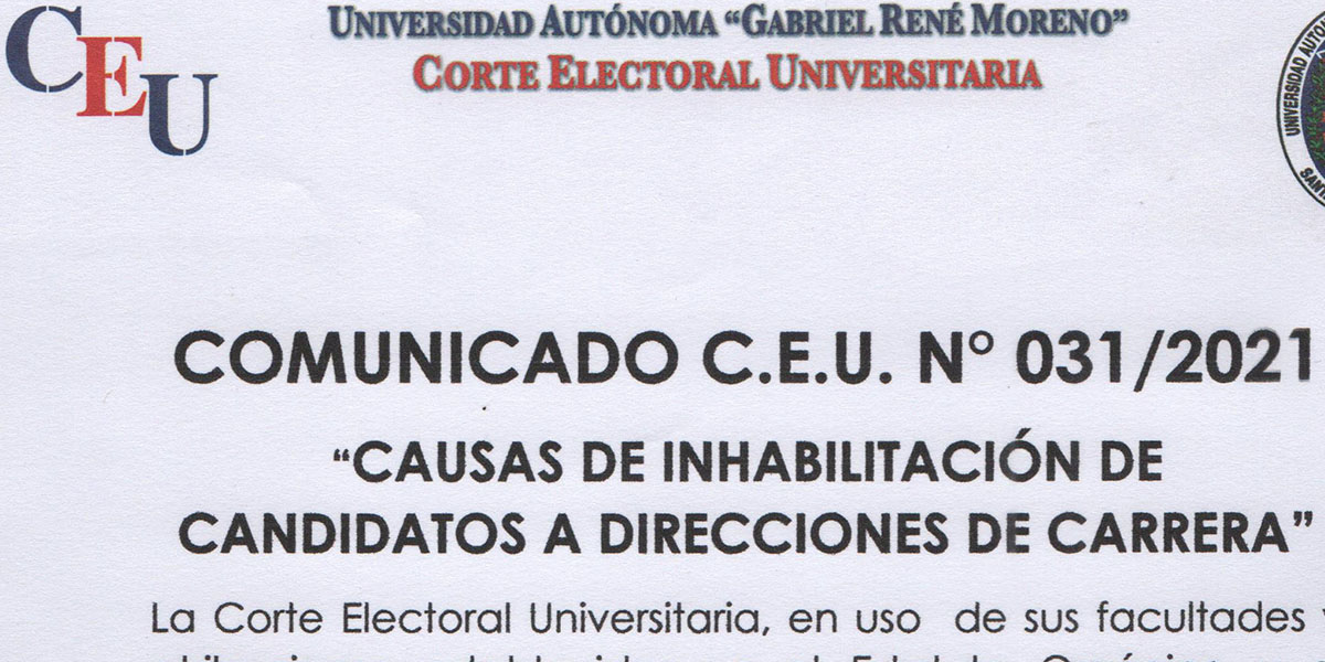 CAUSALES DE INHABILITADOS A DIRECTOR DE CARRERA - CLAUSTRO UNIVERSITARIO