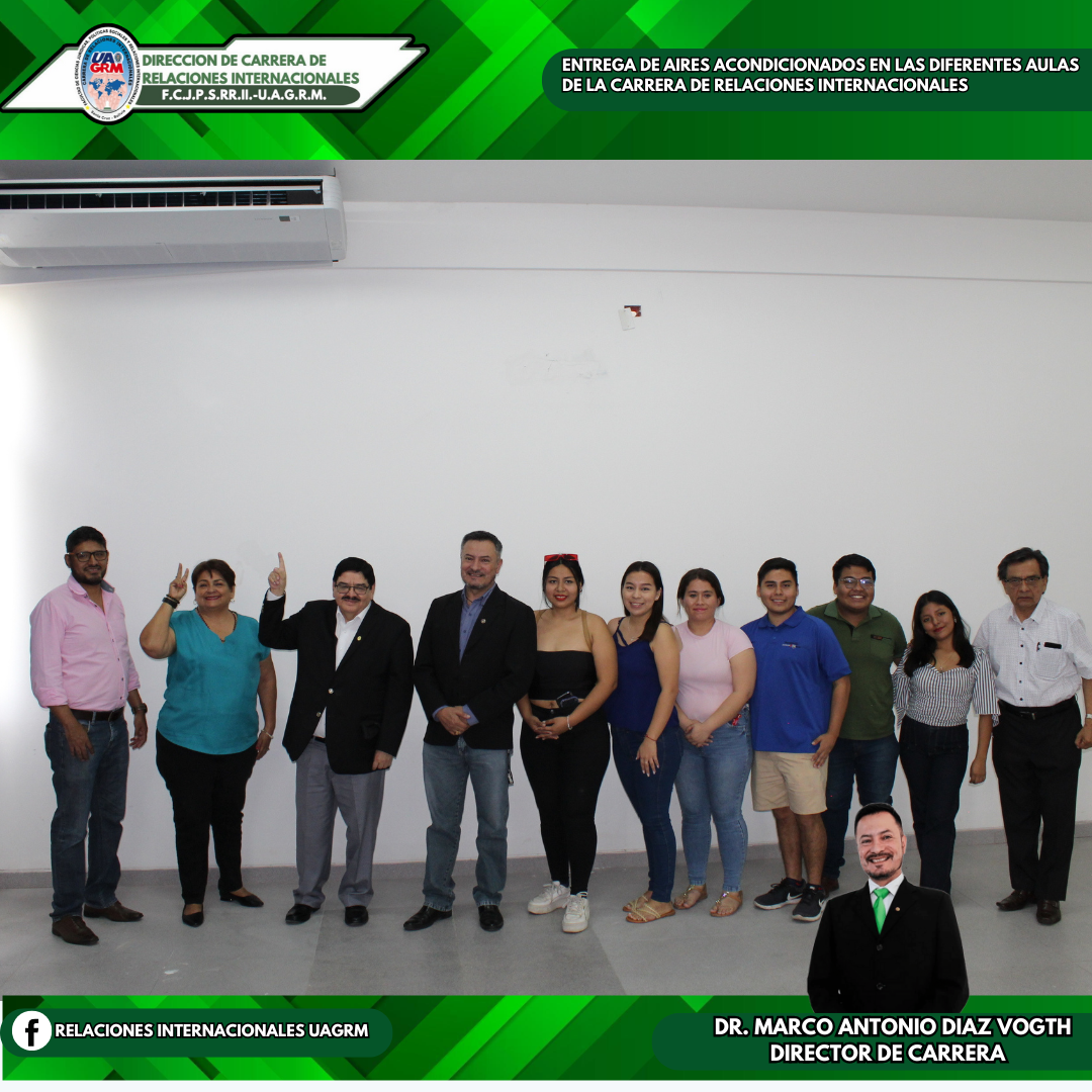Entrega, instalacion y habilitacion de los aires acondicionados en la aulas de la Carrera de RelacioneS Internacionales