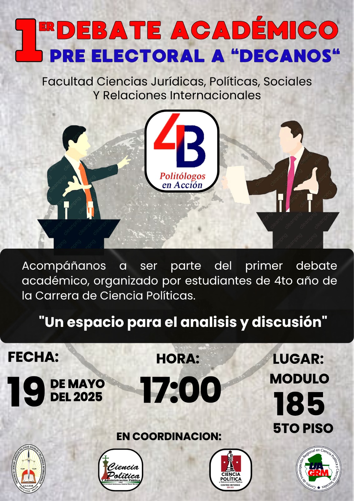 1er Debate Político Académico de Candidatos a Decano FCJPSRRII